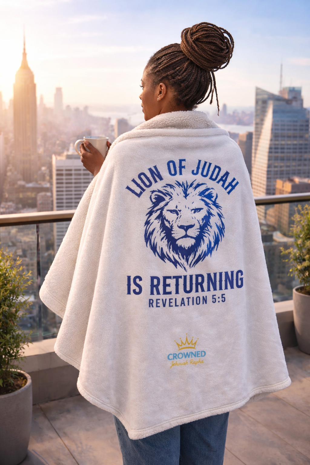 Lion of Judah is Returning Blanket II - blue